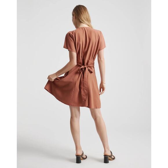 New Quince Womens Medium Vintage Wash Tencel Button Front Dress Terracotta 3856Y - Picture 2 of 10